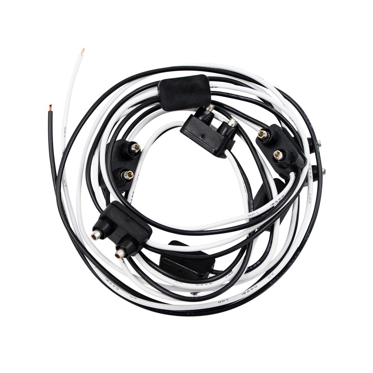 8 Count 2-Prong Male Bullet Plugs 16G Wire Harness - 7" Lead Between Plugs