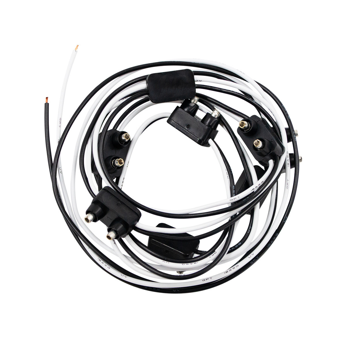 8 Count 2-Prong Male Bullet Plugs 16G Wire Harness - 7" Lead Between Plugs - Thumbnail 4