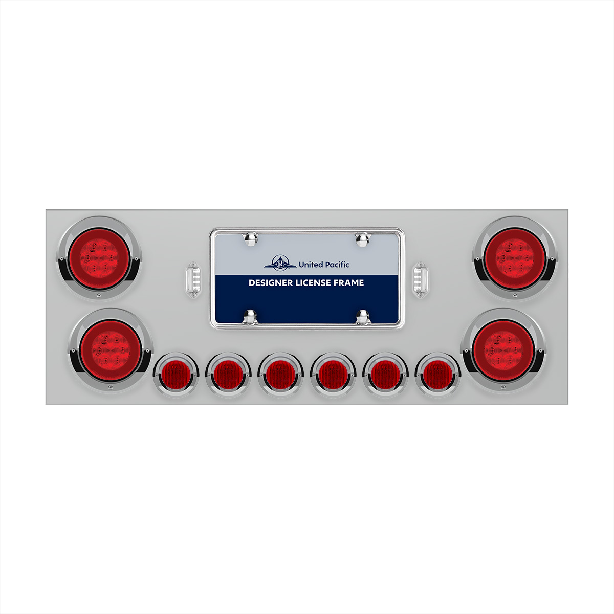 SS Rear Center Panel With 4X 21 LED 4" GloLight & 6X 9 LED 2" Lights & Visors-Red LED & Lens - Thumbnail 2