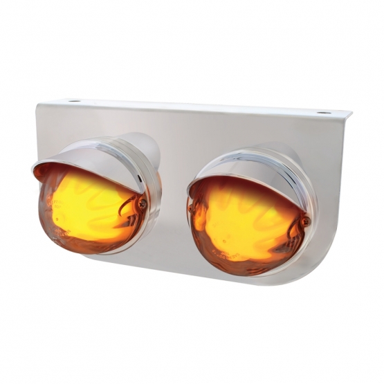 SS Light Bracket With 2X 9 LED Dual Function Watermelon GloLight & Visors -Amber LED/ Clear Lens