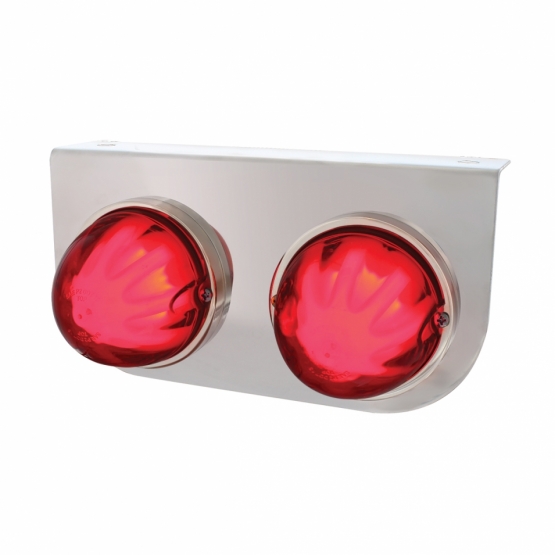Stainless Light Bracket With 2X 9 LED Dual Function Watermelon GloLight - Red LED/ Red Lens