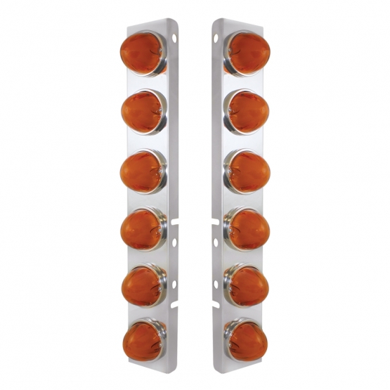 SS Front Air Cleaner Bracket With 12X 9 Amber LED Dual Function Watermelon GloLight For Peterbilt-Amber Lens - Thumbnail 2