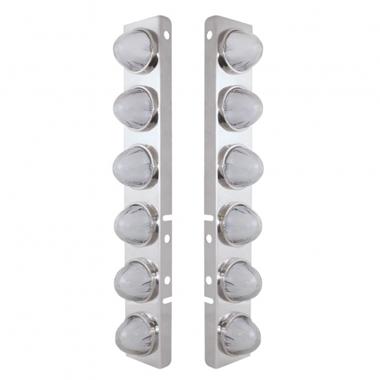 SS Front Air Cleaner Bracket With 12X 9 Amber LED Dual Function Watermelon GloLight For Peterbilt-Clear Lens - Thumbnail 2