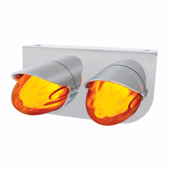 SS Bracket With Two 9 LED Dual Function GloLight Watermelon Grakon 1000 Lights & Visors -Amber LED & Lens