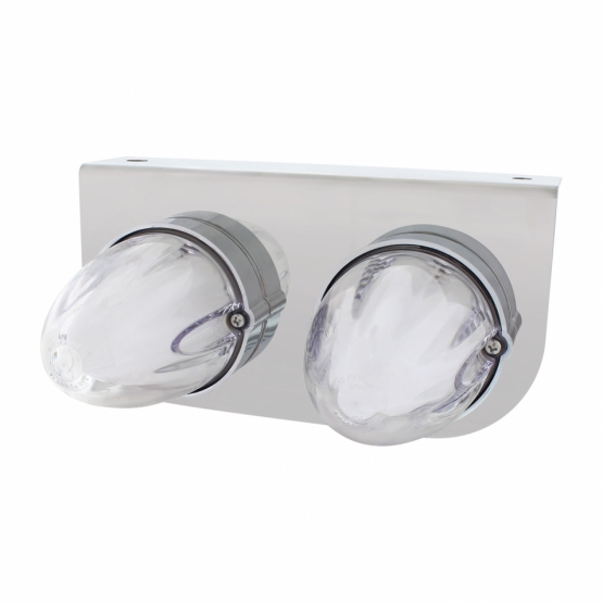 Stainless Light Bracket With 2X 9 LED Dual Function Watermelon GloLight - Amber LED/Clear Lens - Thumbnail 2