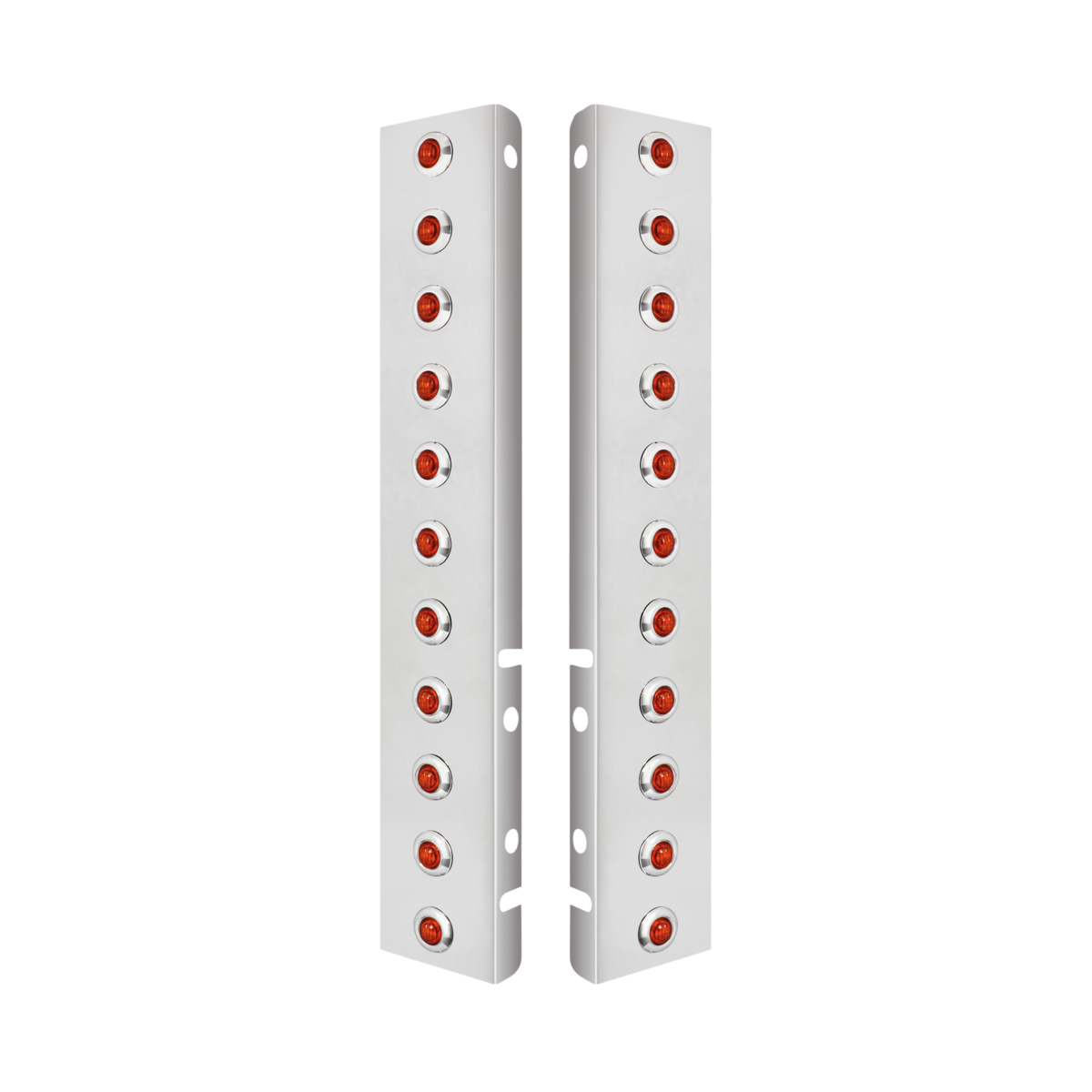 SS Front Air Cleaner Bracket With 22X 3 Amber LED 3/4" Mini Lights & SS Bezels For Peterbilt-Amber Lens