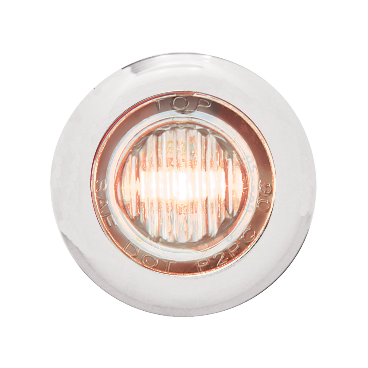 SS Front Air Cleaner Bracket With 22X 3 Amber LED 3/4" Mini Lights & SS Bezels For Peterbilt-Clear Lens - Thumbnail 2