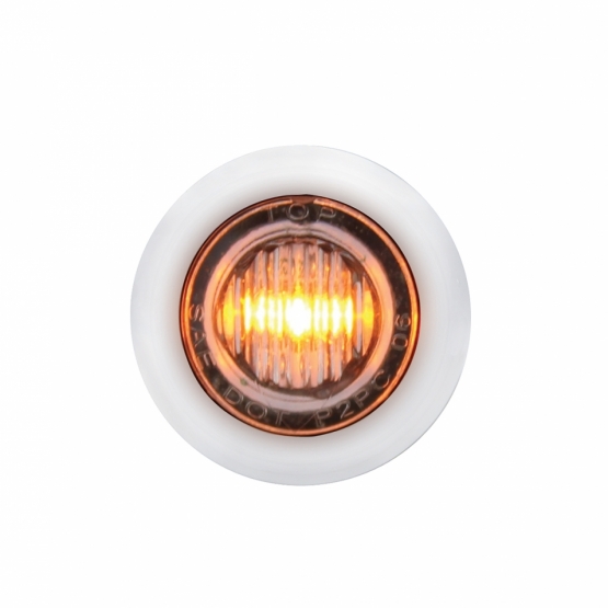 SS Front Air Cleaner Brkt With 26X 3 Amber LED Dual Function 3/4" Mini Lights & SS Bezels For Peterbilt-Clear Lens - Thumbnail 3