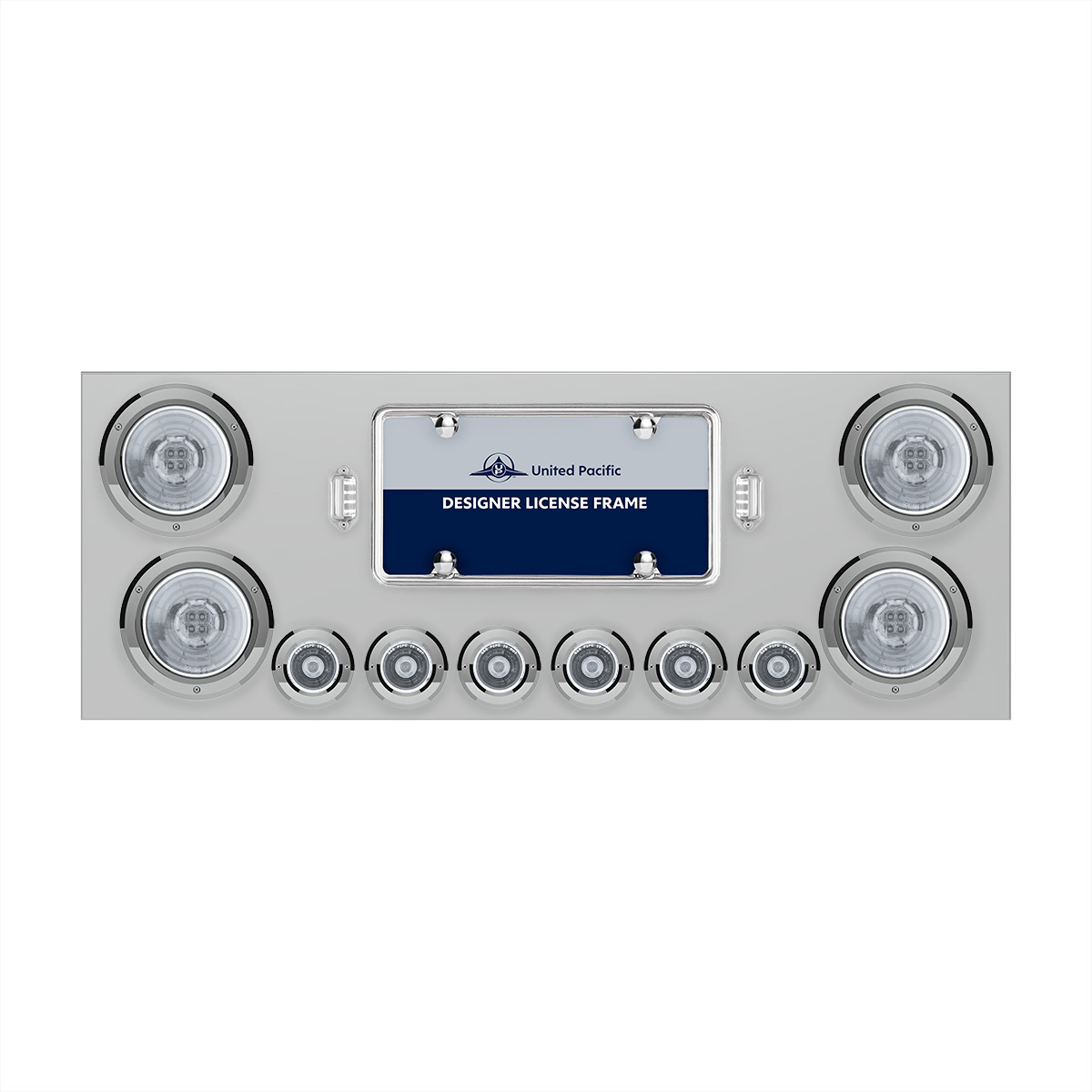 SS Rear Center Panel With Four 13 LED 4" Abyss Light & Six 4 LED 2" Lights & Bezels-Red LED/Clear Lens - Thumbnail 2