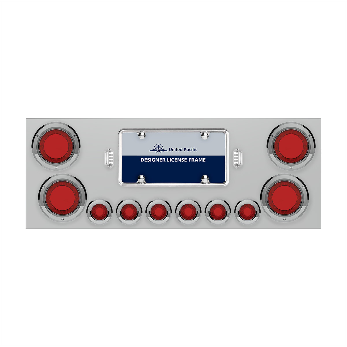 SS Rear Center Panel With Four 23 LED 4" Lights & Six 9 LED 2" Mirage Lights & Bezels - Red LED/Red Lens - Thumbnail 2