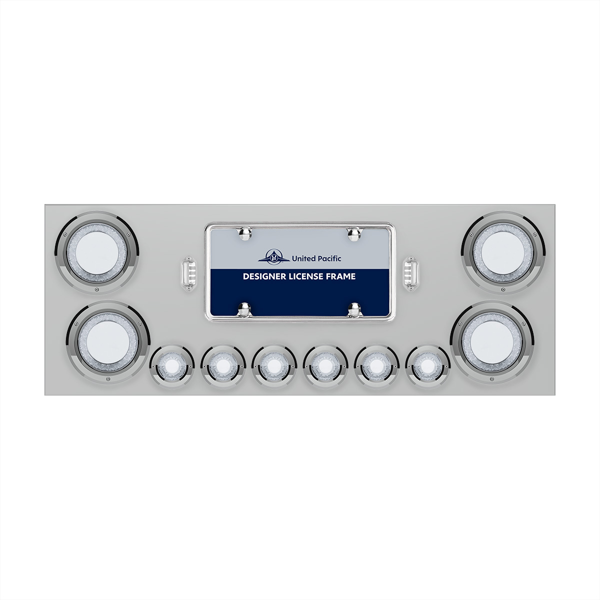 SS Rear Center Panel With Four 23 LED 4" Lights & Six 9 LED 2" Mirage Lights & Bezels - Red LED/Clear Lens - Thumbnail 2