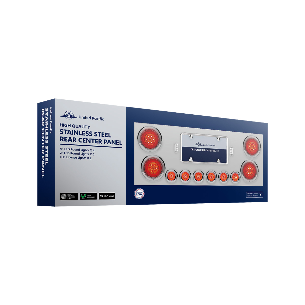 SS Rear Center Panel With Four 23 LED 4" Lights & Six 9 LED 2" Mirage Lights & Visors - Red LED/Red Lens - Thumbnail 3