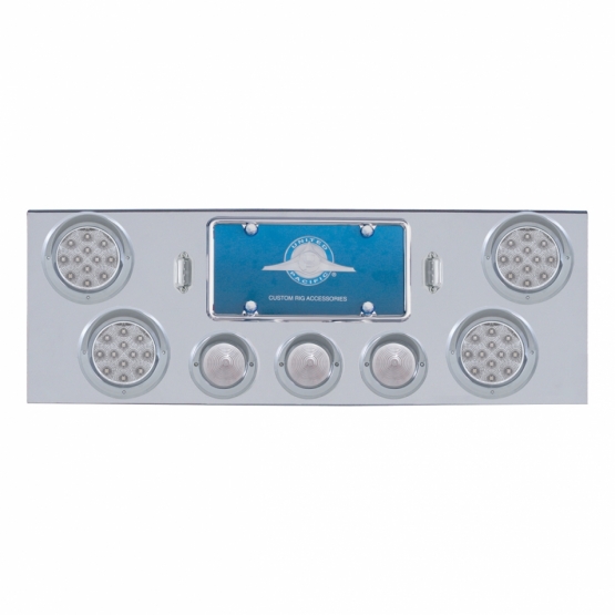 CR Rear Center Panel +4X LED 4" Refl. Light & 3X LED 2.5" Beehive Light & Visor-Red LED/Clear Lens