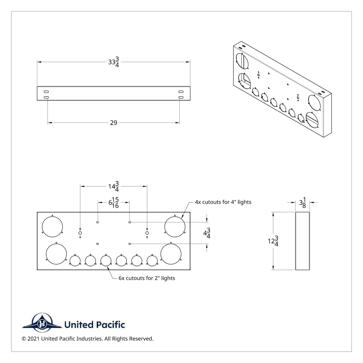 SS Rear Center Panel With 4X 7 LED 4" Reflector Lights & 6X 9 LED 2" Lights & Visors -Red LED & Lens - Thumbnail 4
