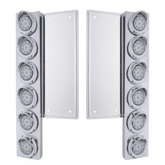 FL SS Front Air Cleaner Bracket W/12X 9 LED 2" Lights & Visors -Amber LED/Clear Lens