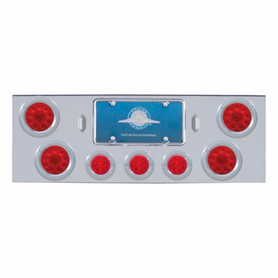 CR Rear Center Panel With 4X 10 LED 4" Lights & 3X 13 LED 2.5" Beehive Lights & Bezel -Red LED & Lens
