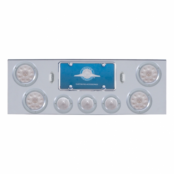 CR Rear Center Panel With 4X LED 4" Lights & 3X LED 2.5" Beehive Lights & Bezel -Red LED/Clear Lens