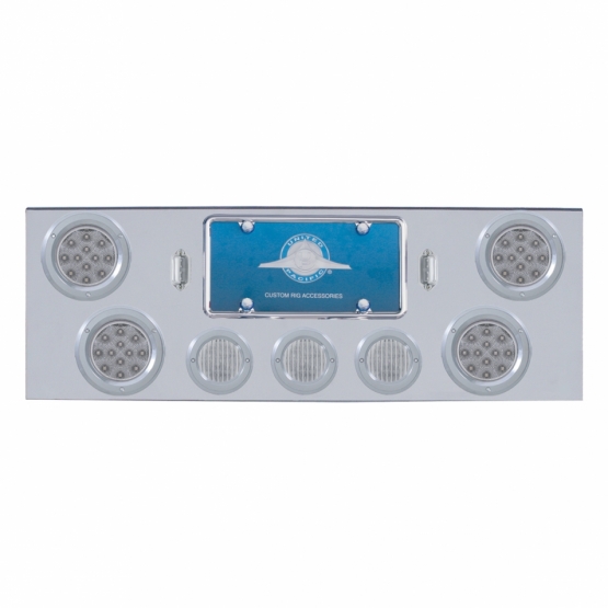 CR Rear Center Panel With 4X 12 LED 4" Reflector Lights & 3X 13 LED 2.5" Lights -Red LED/Clear Lens