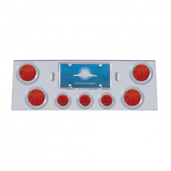 SS Rear Center Panel With 4X 7 LED 4" Reflector Lights & 3X 13 LED 2.5" Lights -Red LED & Lens