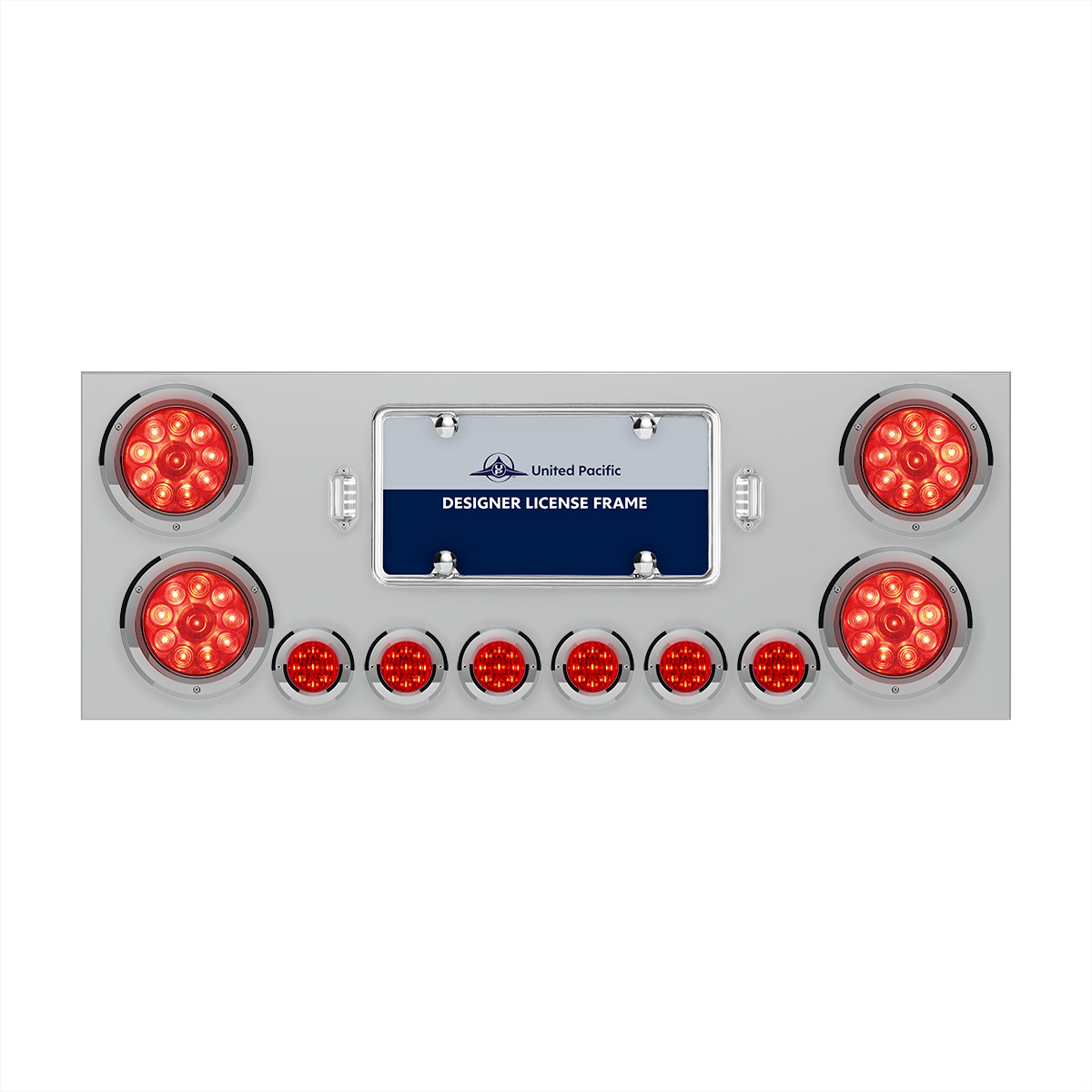 SS Rear Center Panel With 4X 10 LED 4" Lights & 6X 9 LED 2" Lights -Red LED & Lens - Thumbnail 5