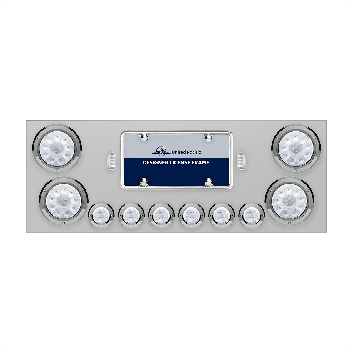 SS Rear Center Panel With 4X 10 LED 4" Lights & 6X 9 LED 2" Lights -Red LED/Clear Lens - Thumbnail 2