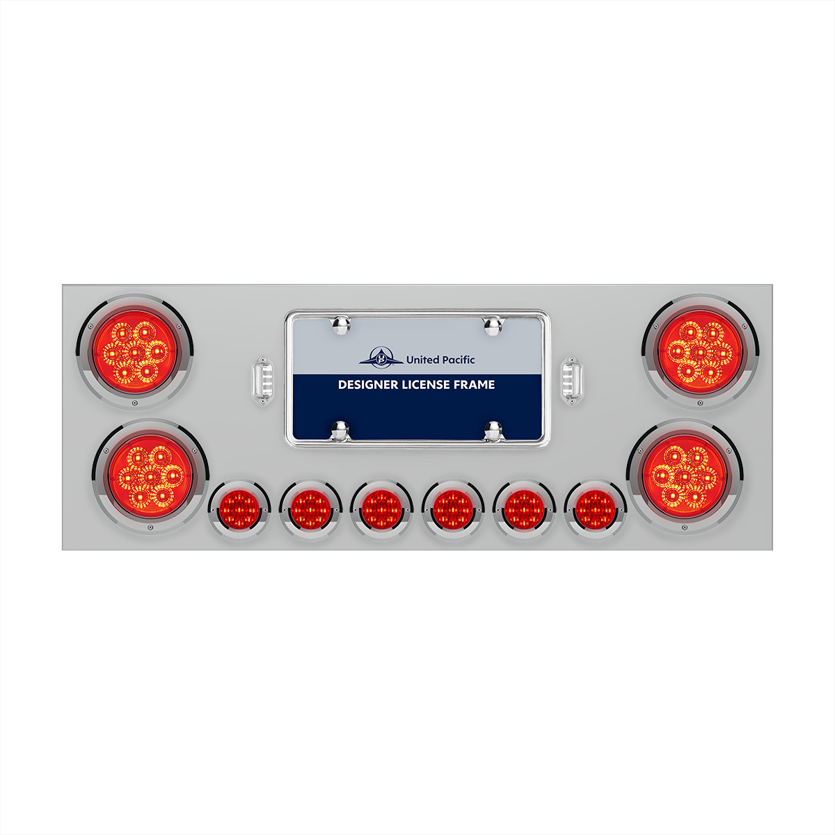 SS Rear Center Panel With 4X 7 LED 4" Reflector Lights & 6X 9 LED 2" Lights -Red LED & Lens - Thumbnail 5