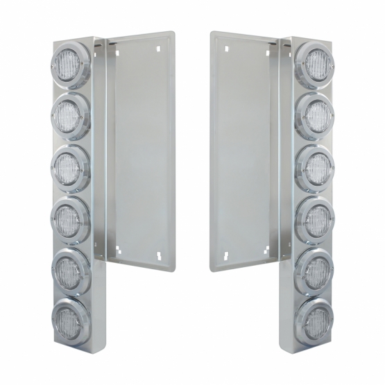 FL SS Front Air Cleaner Bracket W/12X 9 LED 2" Lights & Bezels -Amber LED/Clear Lens