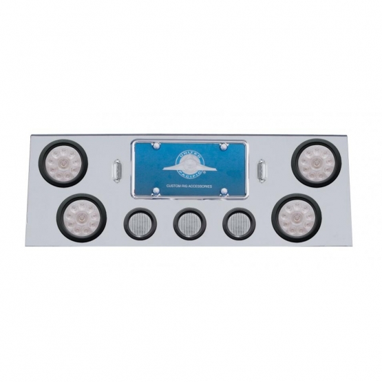 SS Rear Center Panel With 4X 10 LED 4" Lights & 3X 13 LED 2.5" Lights -Red LED/Clear Lens