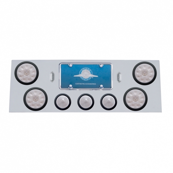 SS Rear Center Panel With 4X 10 LED 4" Lights & 3X 13 LED 2.5" Beehive Lights -Red LED/Clear Lens