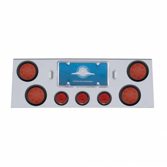 SS Rear Center Panel With 4X 12 LED 4" Reflector Lights & 3X 13 LED 2.5" Lights -Red LED & Lens
