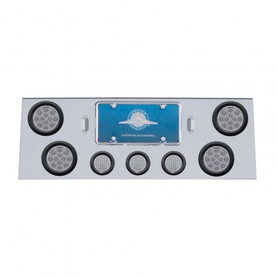 SS Rear Center Panel With 4X 12 LED 4" Reflector Lights & 3X 13 LED 2.5" Lights -Red LED/Clear Lens