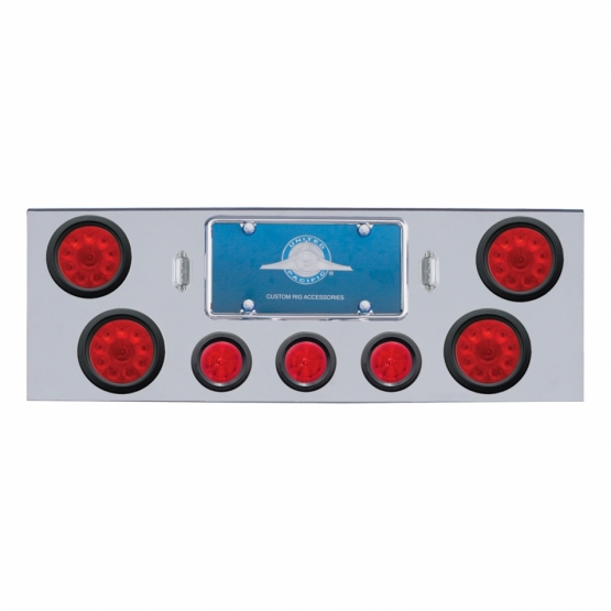 CR Rear Center Panel With 4X 10 LED 4" Lights & 3X 13 LED 2.5" Beehive Lights -Red LED & Lens
