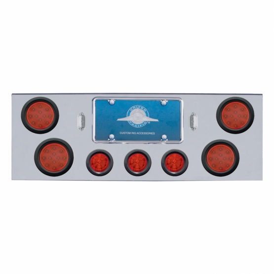 CR Rear Center Panel With 4X LED 4" Reflector Lights & 3X LED 2.5" Beehive Lights & Bezel -Red LED & Lens