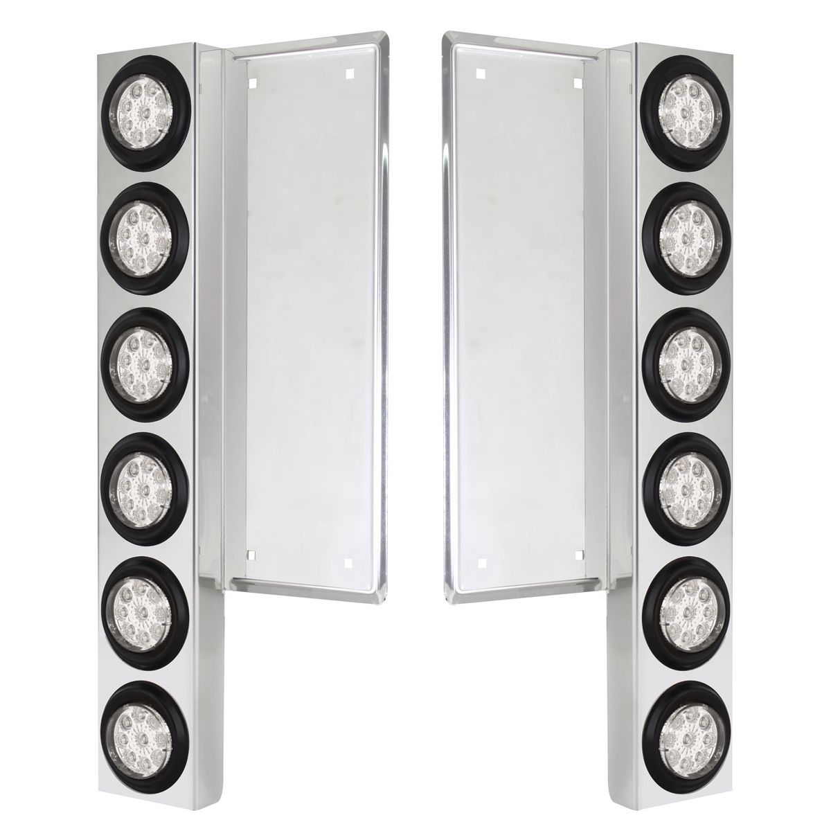 FL SS Front Air Cleaner Bracket With 12X 9 LED 2" Reflector Lights -Amber LED/Clear Lens