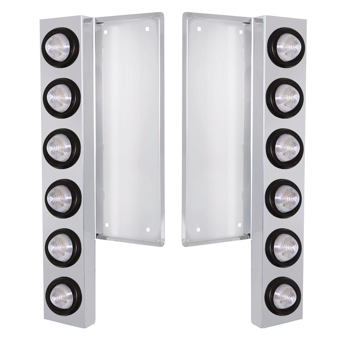 FL SS Front Air Cleaner Bracket W/12X 9 LED 2" Beehive Lights -Amber LED/Clear Lens