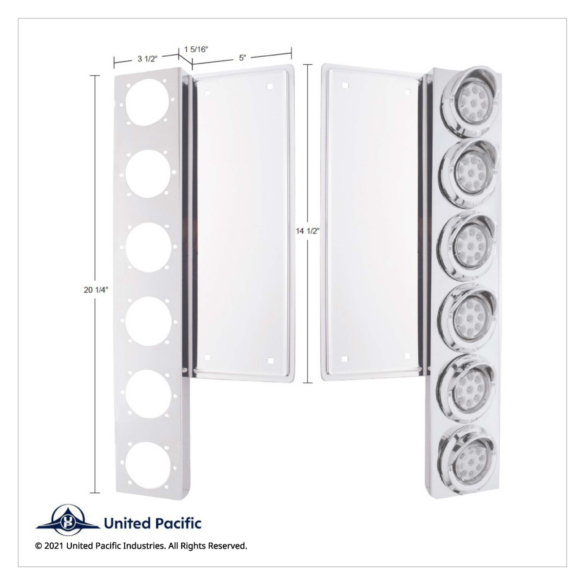 FL SS Front Air Cleaner Bracket W/12X 9 LED 2" Beehive Lights -Amber LED/Clear Lens - Thumbnail 2