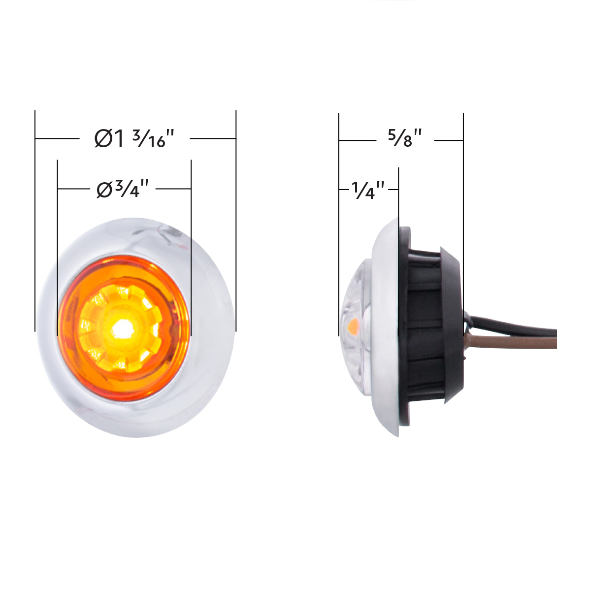 LED Dual Function ArcBlast 3/4" Mini Light (Clearance/Marker) - Amber LED/Clear Lens - Thumbnail 6
