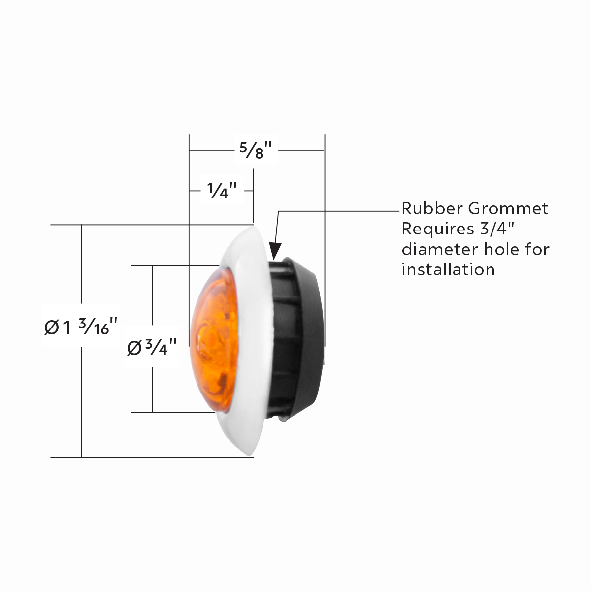 LED Single Function ArcBlast 3/4" Mini Light (Clearance/Marker) - Amber LED/Amber Lens - Thumbnail 6