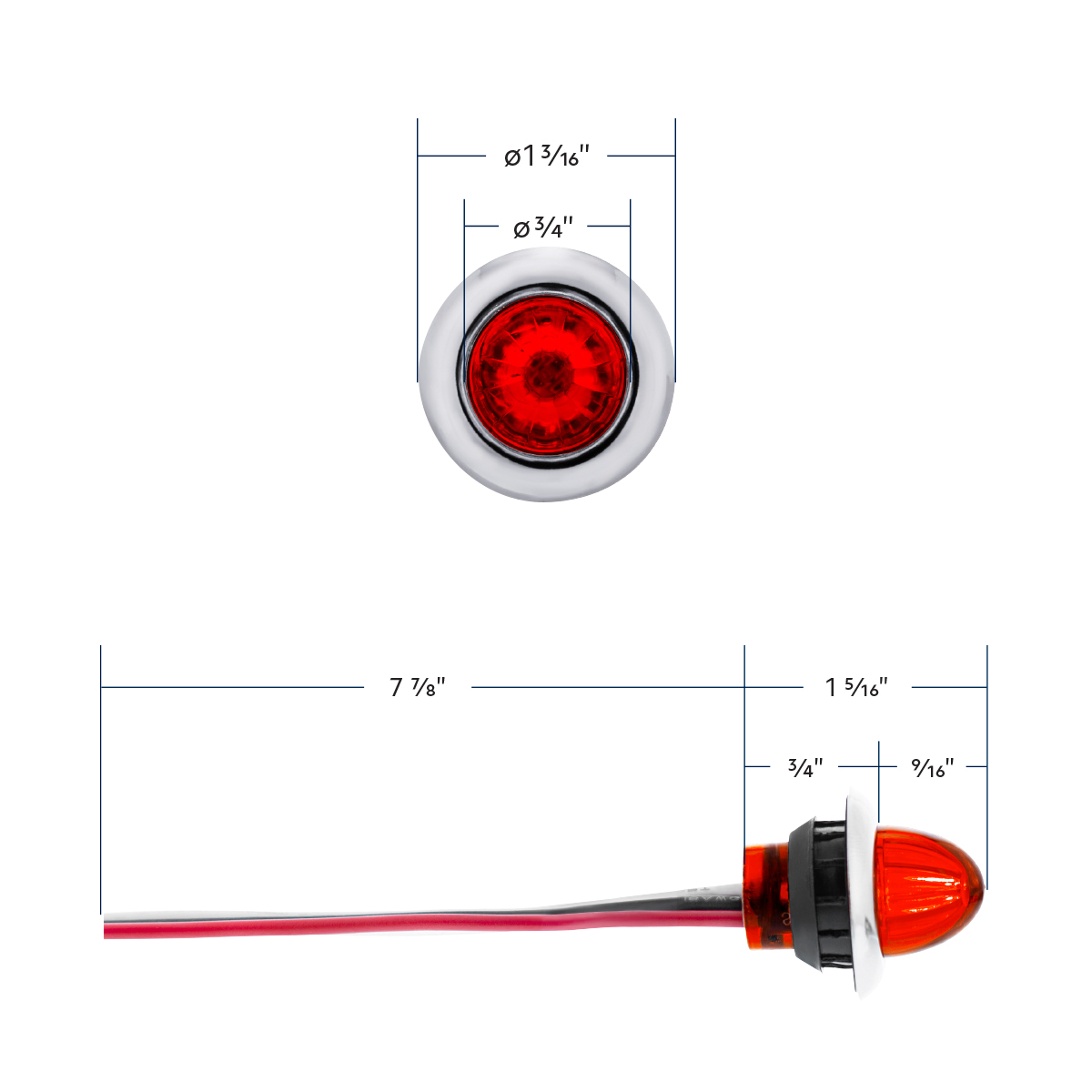 4 LED Dual Function 3/4" Mini Watermelon Light (Clearance/Marker) - Red LED/Red Lens - Thumbnail 10