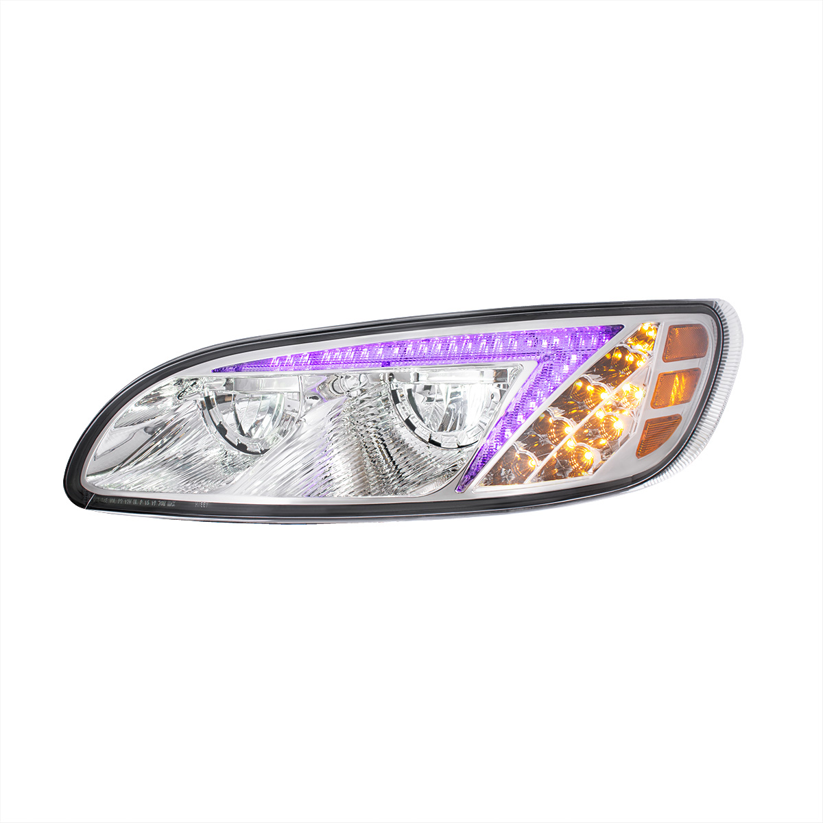 Chrome LED Headlight With Color Changing Position Light Bar For Peterbilt 386 (2005-2015) & 387 (1999-2010) - Driver - Thumbnail 9