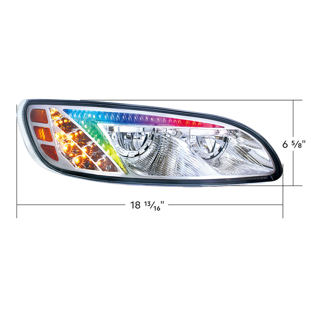 Chrome LED Headlight With Color Changing Position Light Bar For Peterbilt 386 (2005-2015) & 387 (1999-2010) - Passenger - Thumbnail 13
