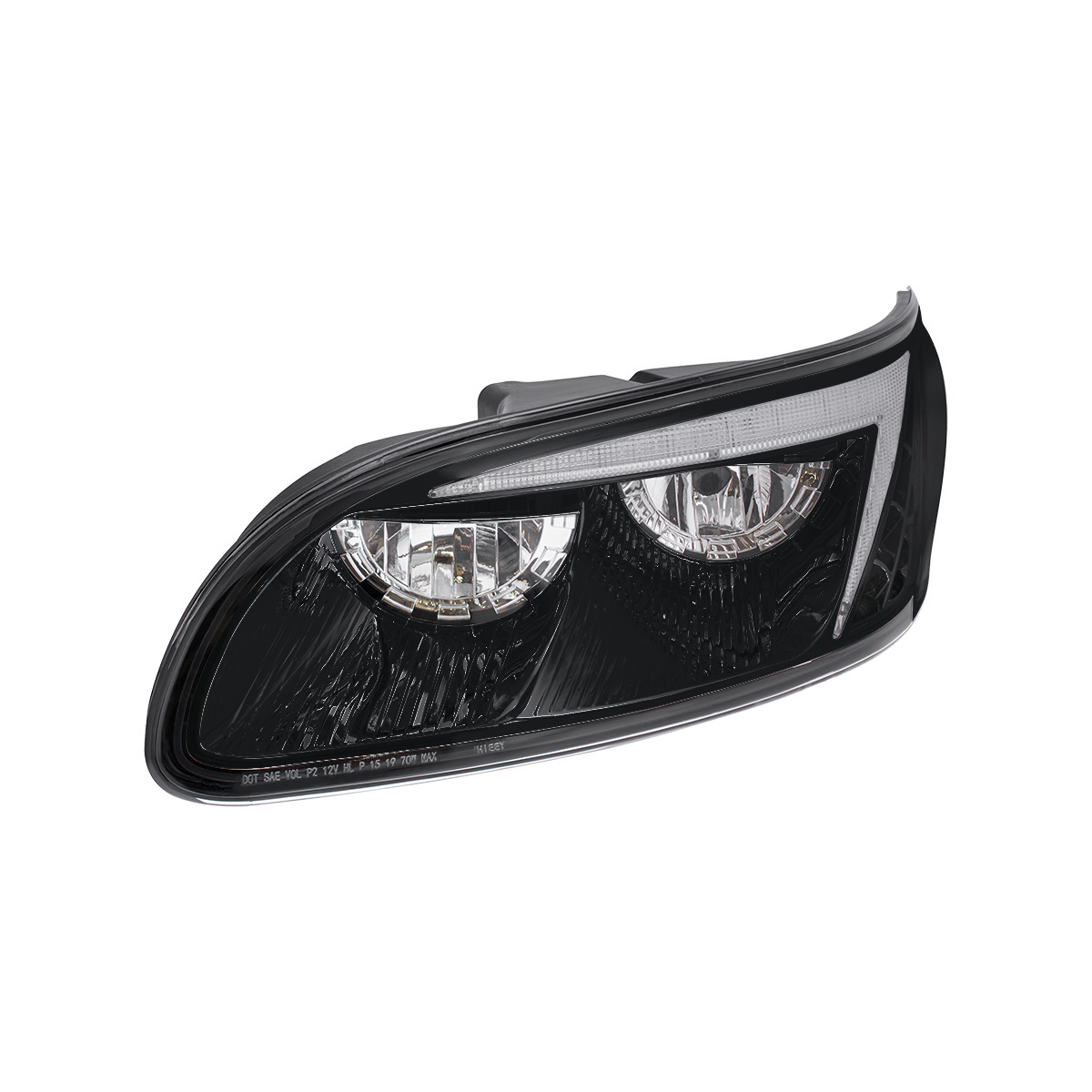 Black LED Headlight With Color Changing Position Light Bar For Peterbilt 386 (2005-2015) & 387 (1999-2010) - Driver - Thumbnail 11