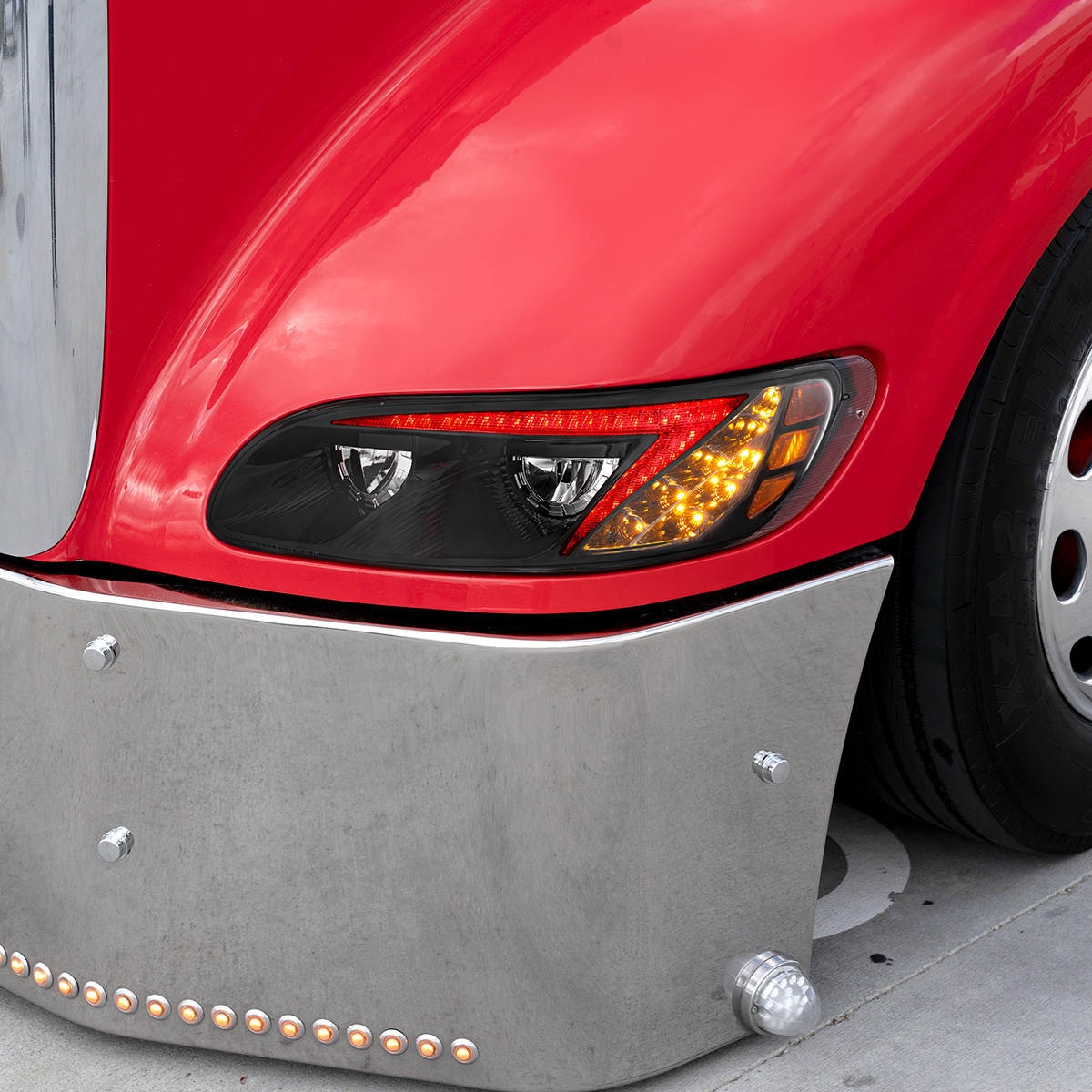 Black LED Headlight With Color Changing Position Light Bar For Peterbilt 386 (2005-2015) & 387 (1999-2010) - Driver - Thumbnail 16