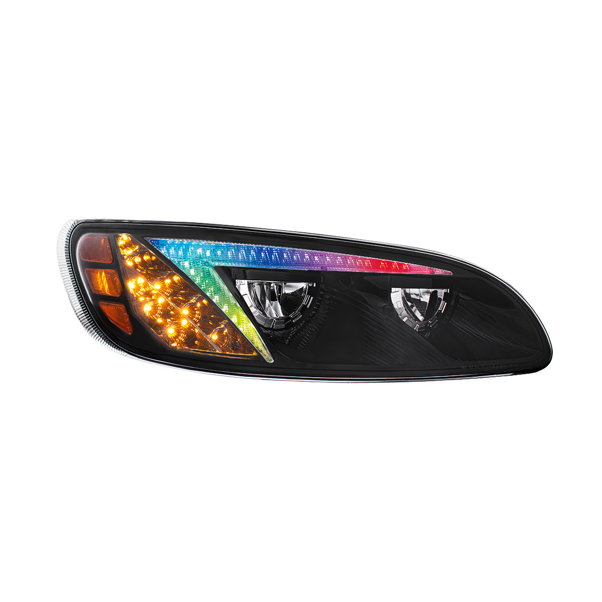 Black LED Headlight With Color Changing Position Light Bar For Peterbilt 386 (2005-2015) & 387 (1999-2010) - Passenger - Thumbnail 18