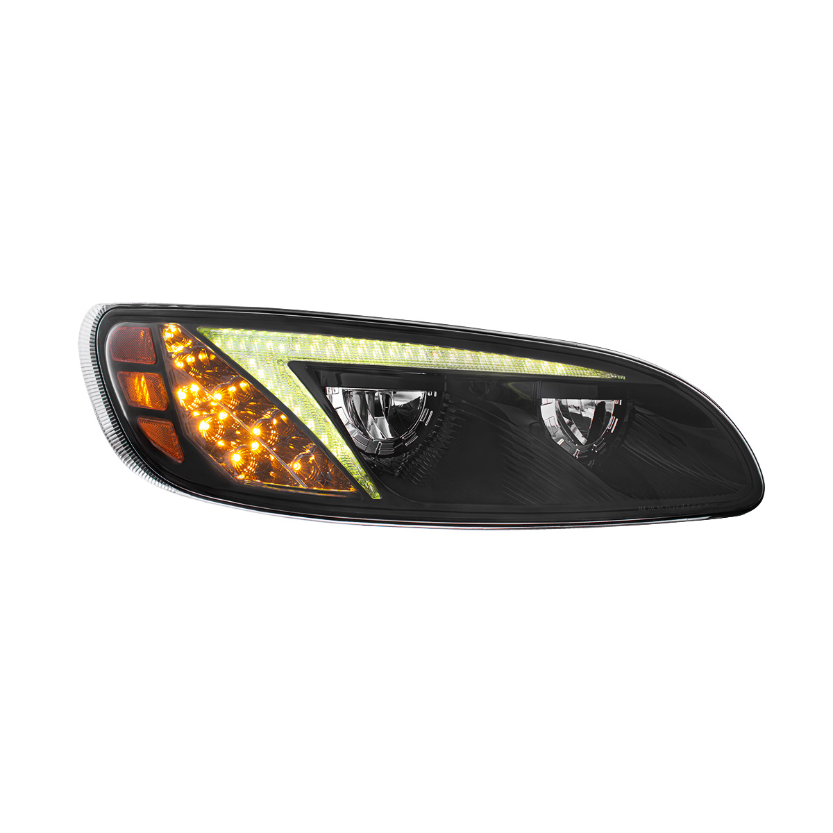Black LED Headlight With Color Changing Position Light Bar For Peterbilt 386 (2005-2015) & 387 (1999-2010) - Passenger - Thumbnail 5