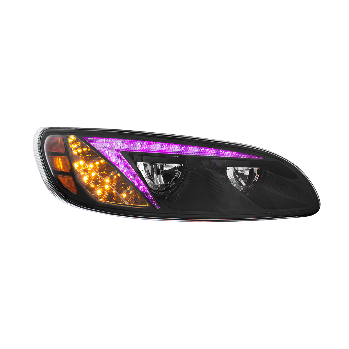 Black LED Headlight With Color Changing Position Light Bar For Peterbilt 386 (2005-2015) & 387 (1999-2010) - Passenger - Thumbnail 9