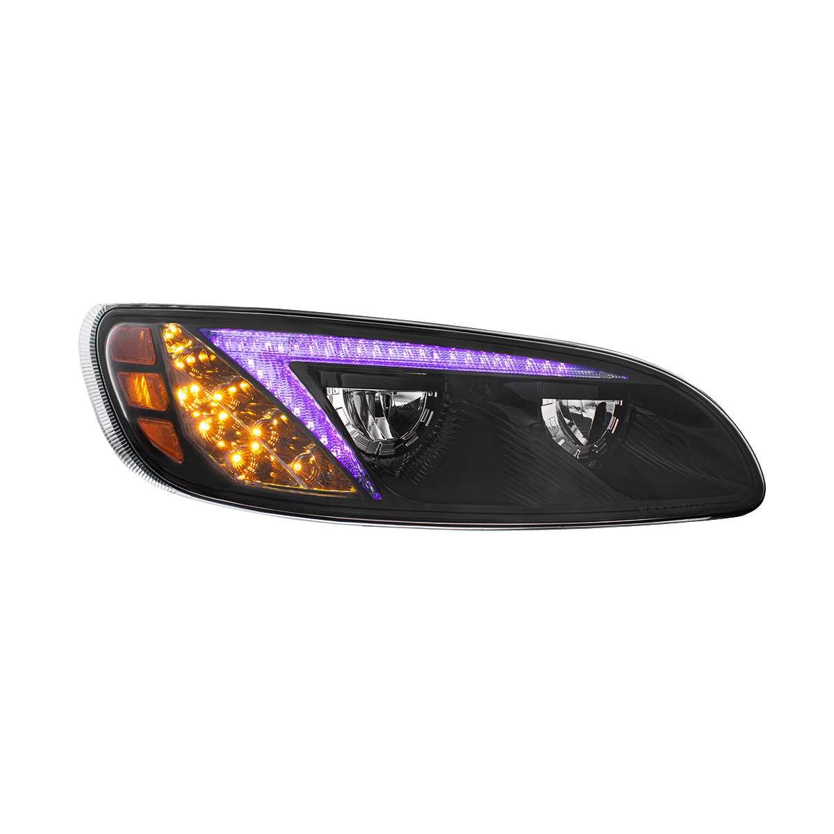 Black LED Headlight With Color Changing Position Light Bar For Peterbilt 386 (2005-2015) & 387 (1999-2010) - Passenger - Thumbnail 10