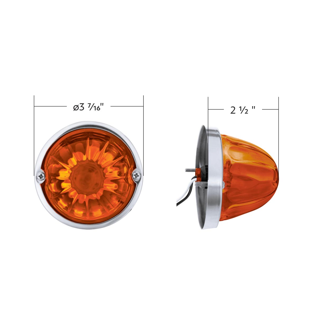 Glass Watermelon Light Kit With LED Light-Amber LED/Dark Amber Lens - Thumbnail 7