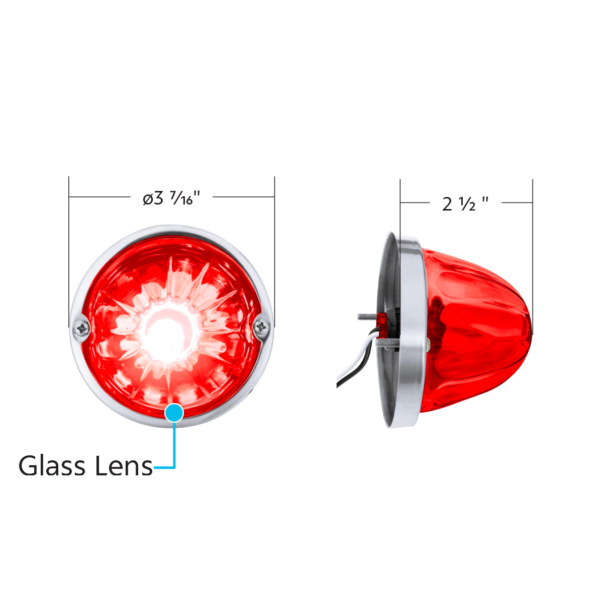 Glass Watermelon Light Kit With LED Light-Red LED/Red Lens - Thumbnail 7