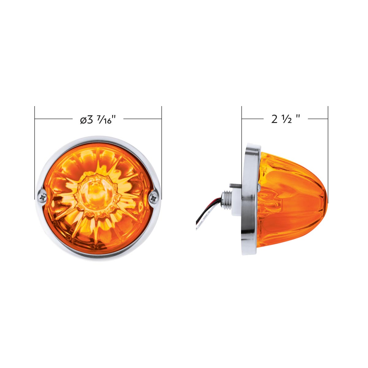 Glass Watermelon Light Kit With 2 LED Light-Amber LED/Amber Lens - Thumbnail 8